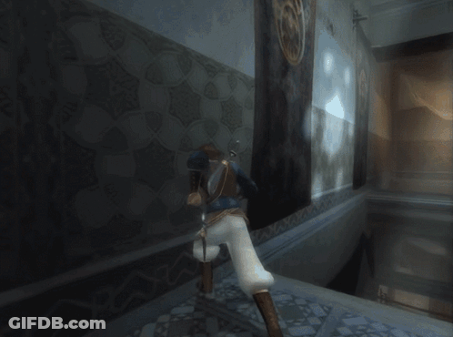A Person Is Falling Down A Wall In A Room GIF