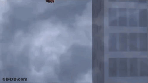 A Person Is Falling Through The Air With A Basketball On Their Head With The Number 10 On It GIF