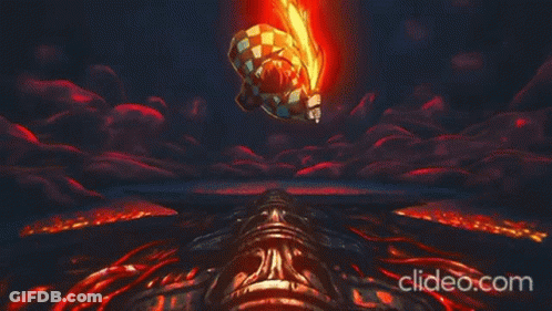 A Person Is Flying Through A Tunnel Of Fire . GIF