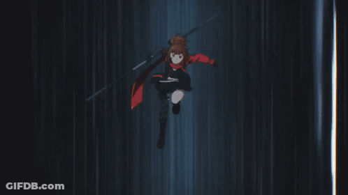 A Person Is Flying Through The Air In Front Of A Huge Fire . GIF