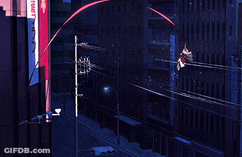 A Person Is Flying Through The Air In Front Of A Sign That Says ' A ' On It GIF