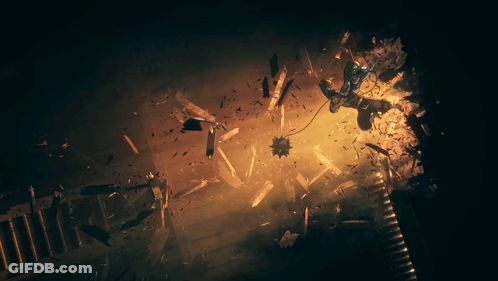 A Person Is Flying Through The Air While A Bomb Is Being Thrown At Them GIF