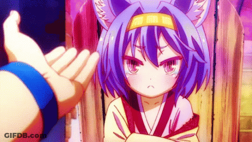 A Person Is Giving A Thumbs Up To A Little Girl With Purple Hair And Ears . GIF