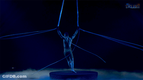 A Person Is Hanging From A Rope And The Word Talent Is On The Bottom GIF