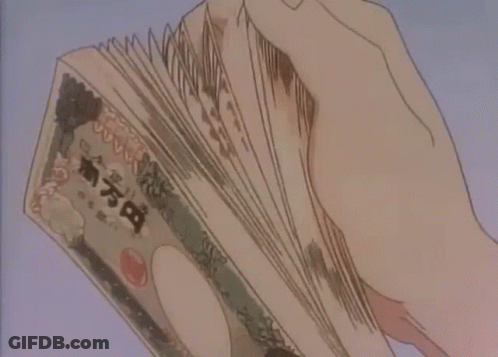 A Person Is Holding A Bunch Of Money In Their Hands . GIF