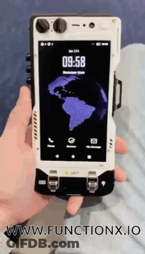 A Person Is Holding A Cell Phone That Says 09:58 On It GIF