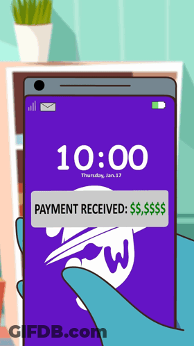 A Person Is Holding A Cell Phone With A Payment Received Message On The Screen GIF