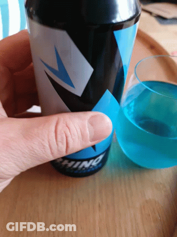 A Person Is Holding A Cup That Says ' Ninja ' On The Side GIF
