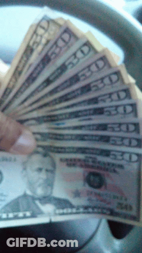 A Person Is Holding A Fan Of 20 Dollar Bills In Their Hand GIF