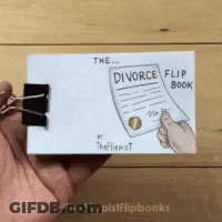 A Person Is Holding A Flip Book That Says Divorce Flip Book GIF