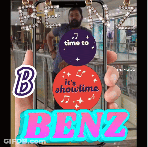 A Person Is Holding A Phone That Says Benz GIF