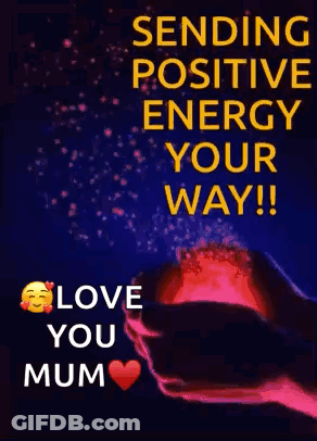 A Person Is Holding A Red Object In Their Hands With The Words `` Sending Positive Energy Your Way ! '' GIF