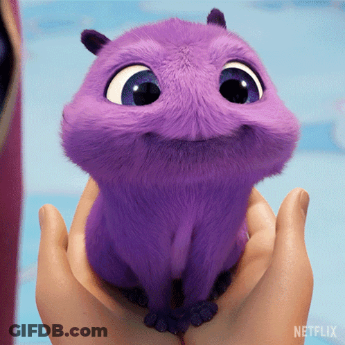 Person Holding Purple Stuffed Animal With Netflix Logo GIF