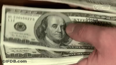 A Person Is Holding A Stack Of 100 Dollar Bills With Their Finger . GIF