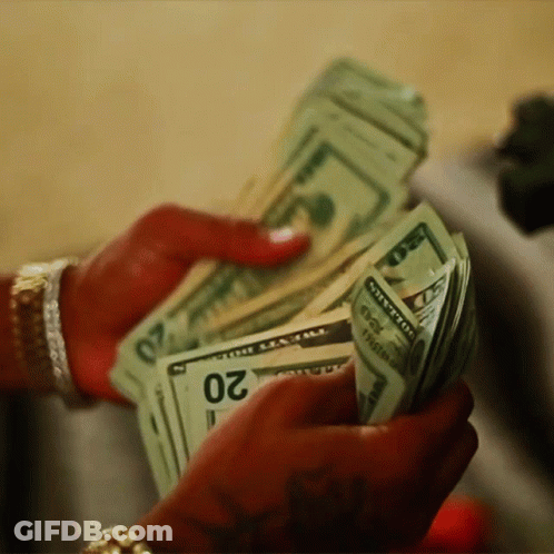 A Person Is Holding A Stack Of 20 Dollar Bills In Their Hands GIF