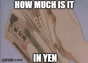 A Person Is Holding A Stack Of Yen Bills In Their Hand .. GIF