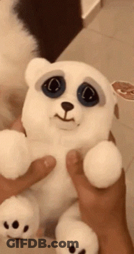 Person Holding Sad Polar Bear Plush GIF