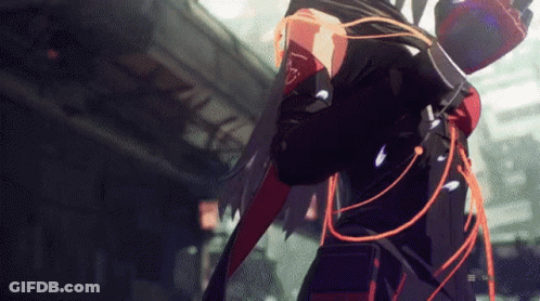 A Person Is Holding A Sword In Their Hand In A Video Game While Standing In A Dark Room . GIF