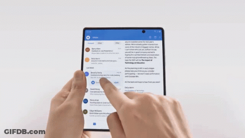 A Person Is Holding A Tablet With David W On It GIF