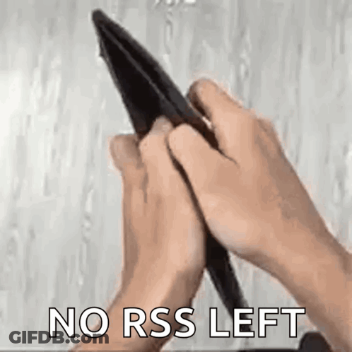 A Person Is Holding An Empty Wallet In Their Hands With The Words `` No Rss Left '' Written On The Bottom . GIF