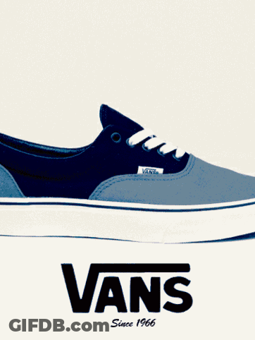 A Person Is Holding Up A Vans Off The Wall Sticker GIF