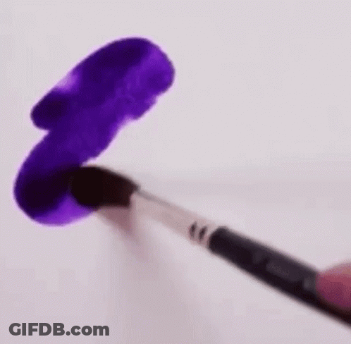 A Person Is Painting A Purple Cloud With A Brush . GIF