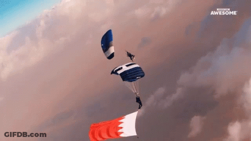 A Person Is Parachuting With A Banner That Says " Awesome " GIF