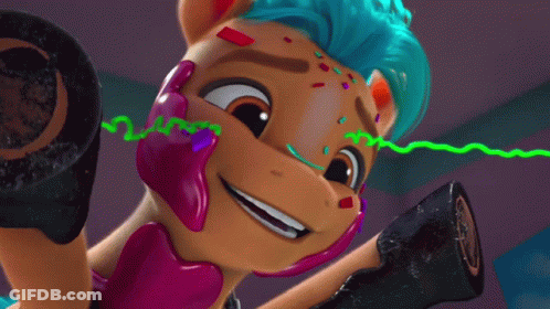 A Person Is Petting A Green Cartoon Character GIF