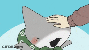 A Person Is Petting A Shark With A Bandana On Its Head GIF