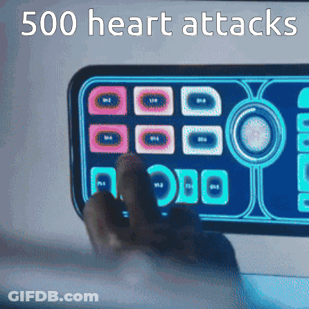 A Person Is Playing A Game On A Cell Phone With The Words 500 Heart Attacks Written Above It GIF