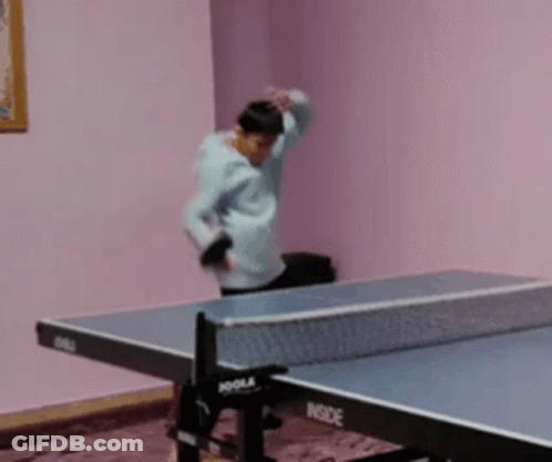 A Person Is Playing Ping Pong On An Inside Table GIF