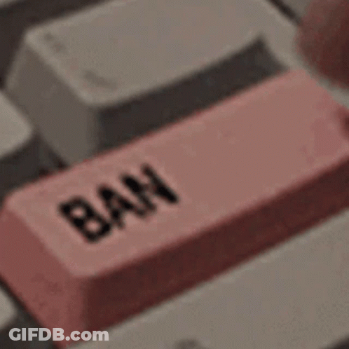 A Person Is Pressing A Button On A Keyboard That Says Ban . GIF
