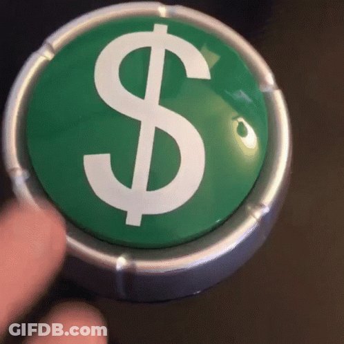 A Person Is Pressing A Green Button With A Dollar Sign On It GIF