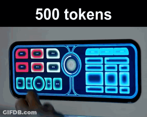 A Person Is Pressing Buttons On A Display That Says 500 Tokens GIF