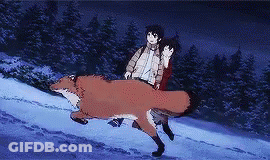 A Person Is Riding A Fox In The Snow . GIF