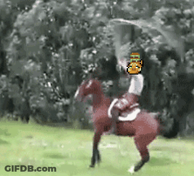 A Person Is Riding A Horse With A Hamburger On Their Head GIF