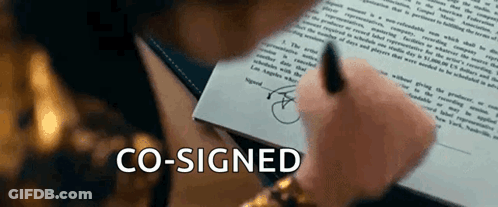 A Person Is Signing A Document With The Word Co-Signed Above It GIF