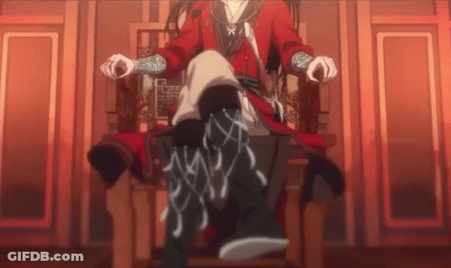 A Person Is Sitting On A Throne With Their Legs Crossed And Their Feet Visible . GIF