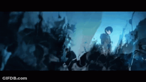 A Person Is Standing In A Dark Room With A Lot Of Smoke Coming Out Of It . GIF