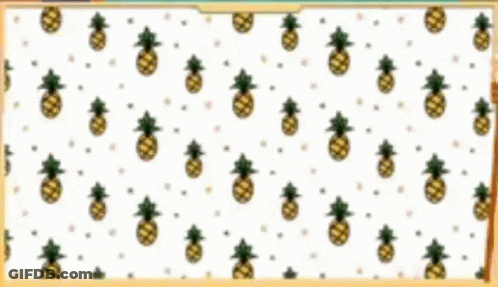 A Person Is Standing In Front Of A Pineapple Wallpaper . GIF