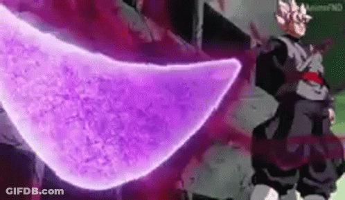 A Person Is Standing In Front Of A Purple Object . GIF