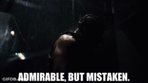A Person Is Standing In The Dark With The Words `` Admirable , But Mistaken '' Written On The Bottom . GIF