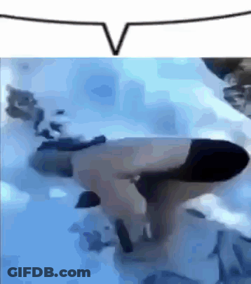 A Person Is Swimming In A Pool With A Speech Bubble Above It . GIF