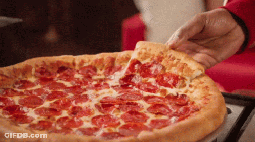 A Person Is Taking A Piece Of Pepperoni Pizza GIF