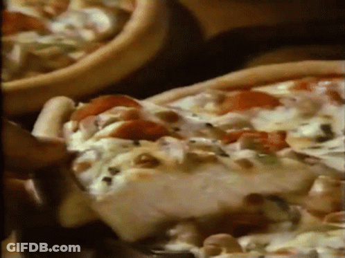 A Person Is Taking A Slice Of Pizza From A Pizza GIF
