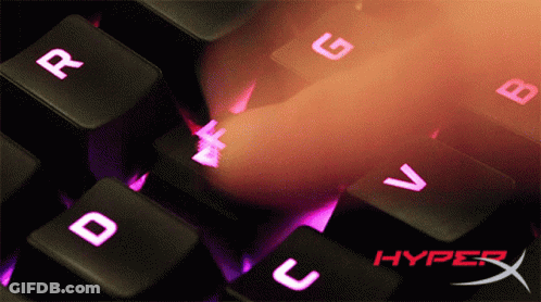 A Person Is Typing On A Keyboard That Says Hyper On The Bottom GIF