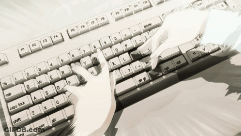 A Person Is Typing On A Keyboard With The Shift Key On The Bottom Left GIF