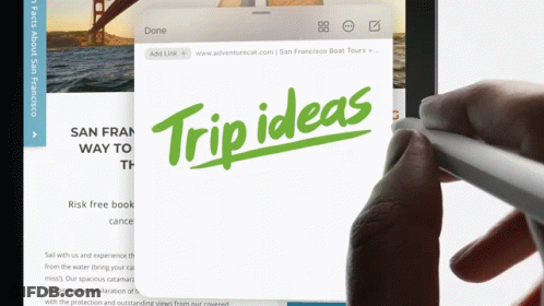 A Person Is Using A Pen To Write Trip Ideas On A Screen GIF