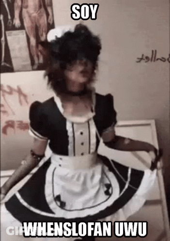 A Person Is Wearing A Maid Costume And Dancing In A Room . GIF