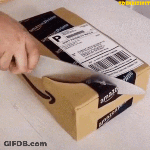 A Person Is Wrapping An Amazon Prime Package GIF
